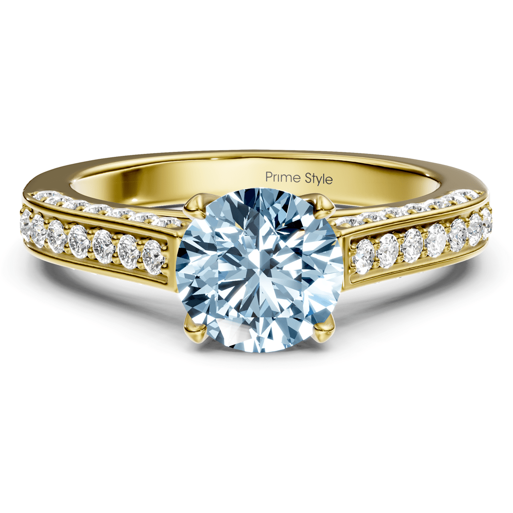 1.40-4.40 CT Round Cut Fancy Blue Diamonds - Engagement Ring
