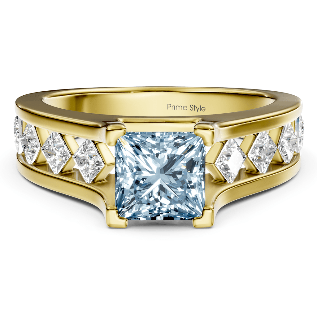 1.80 - 4.80 CT Princess Cut Fancy Blue Diamonds - Engagement Ring - Primestyle.com