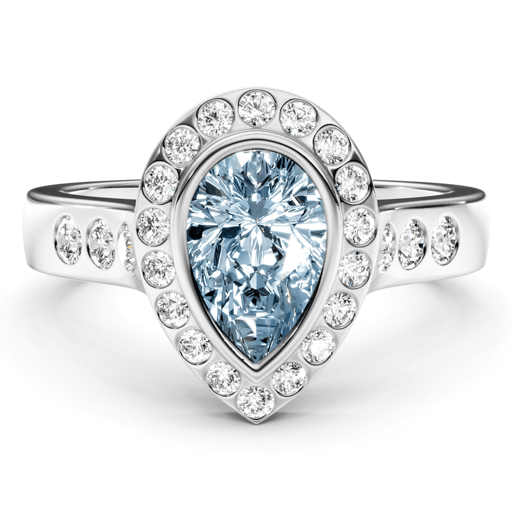 1.38 - 4.38 CT Pear &amp; Round Cut Fancy Blue Diamonds - Engagement Ring - Primestyle.com