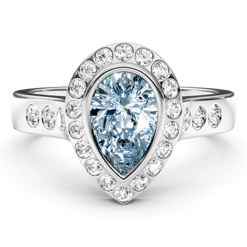 1.38-4.38 CT Pear & Round Cut Fancy Blue Diamonds - Engagement Ring