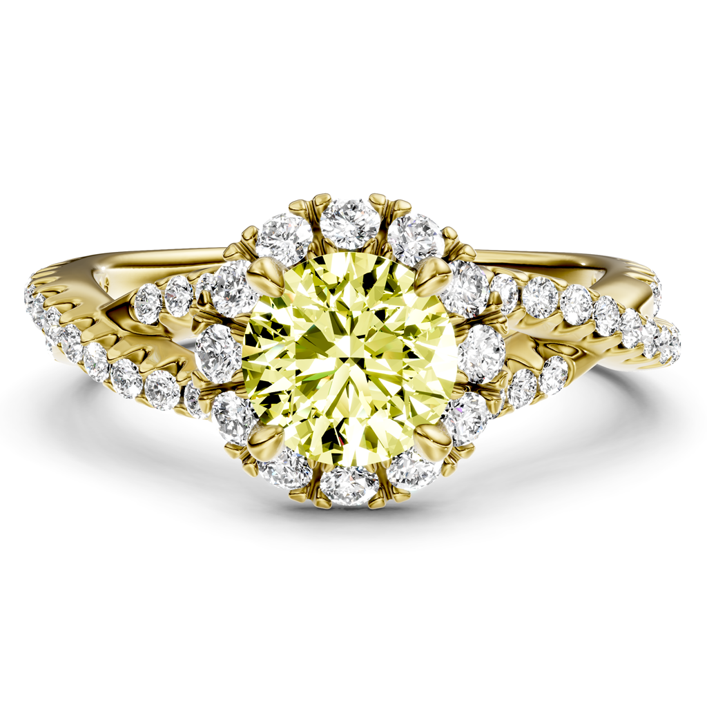 1.45-4.45 CT Round Cut Fancy Yellow Diamonds - Engagement Ring