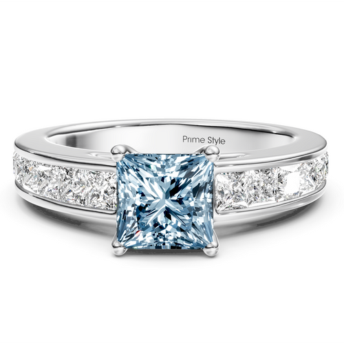 2.25-5.25 CT Princess Cut Fancy Blue Diamonds - Engagement Ring