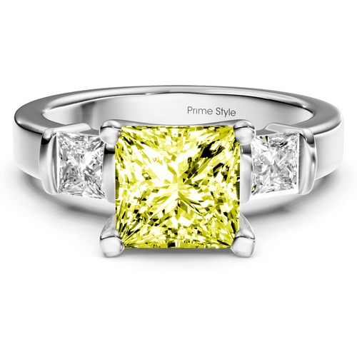1.50 - 4.50 CT Princess Cut Fancy Yellow Diamonds - Engagement Ring - Primestyle.com