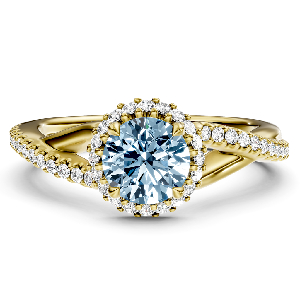 1.25-4.25 CT Round Cut Fancy Blue Diamonds - Engagement Ring