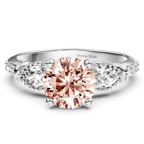 1.45-4.45 CT Marquise & Round Cut Fancy Pink Diamonds - Engagement Ring