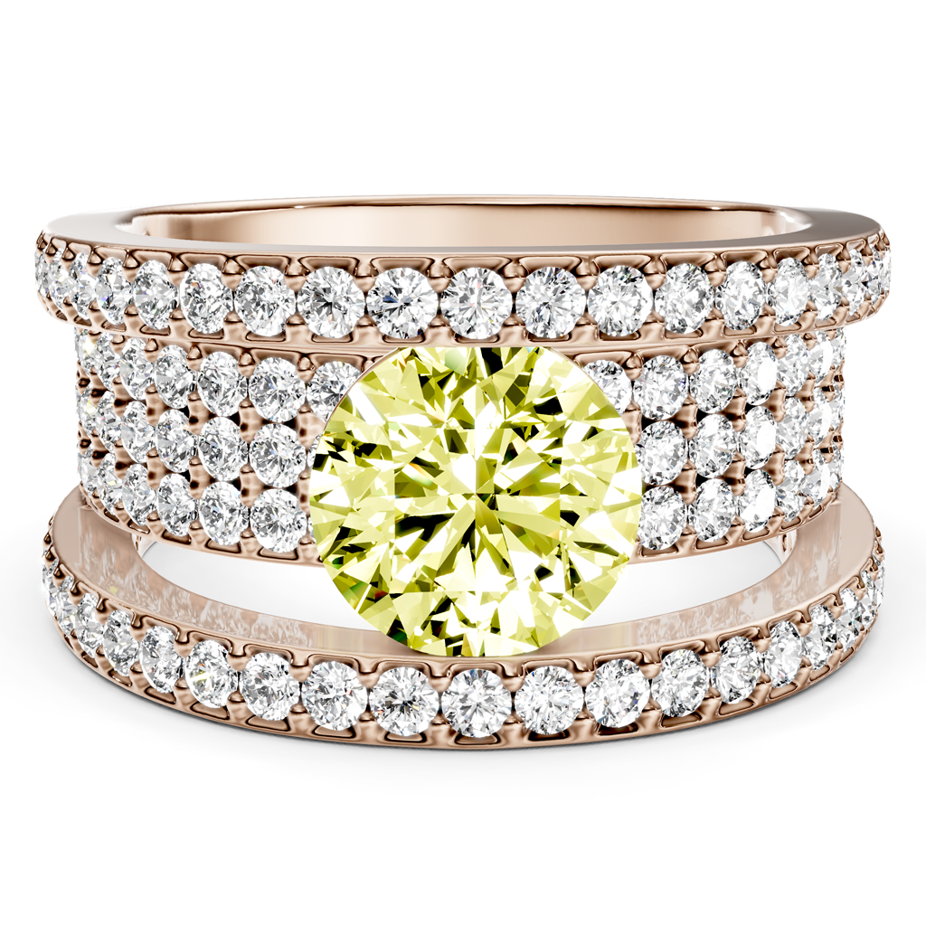 2.80-5.80 CT Round Cut Fancy Yellow Diamonds - Engagement Ring