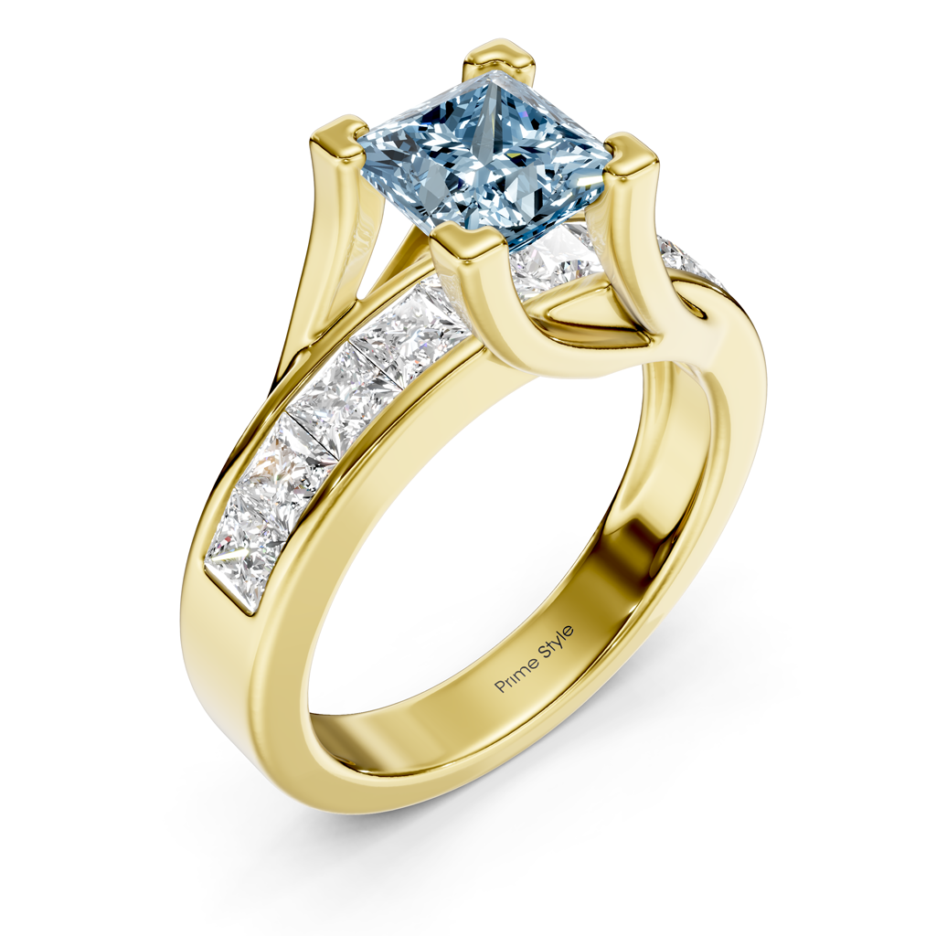 2.20-5.20 CT Princess Cut Fancy Blue Diamonds - Engagement Ring