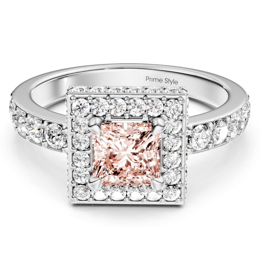 2.00-5.00 CT Princess &amp; Round Cut Fancy Pink Diamonds - Engagement Ring