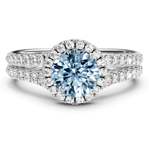 1.60-4.60 CT Round Cut Fancy Blue Diamonds - Engagement Ring