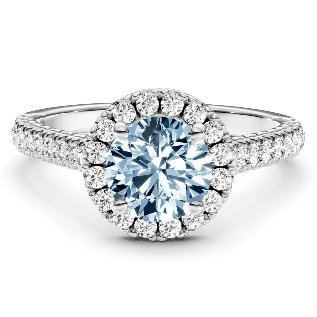 1.45-4.45 CT Round Cut Fancy Blue Diamonds - Engagement Ring