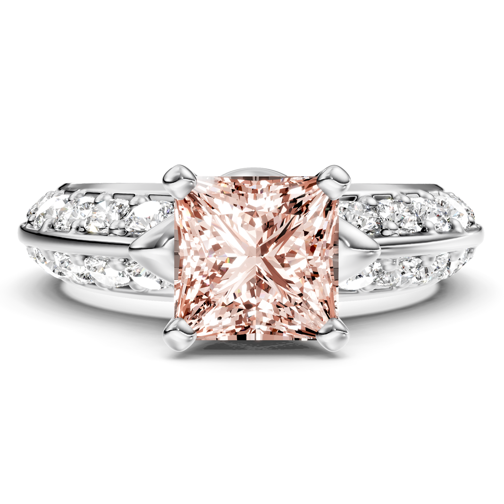 1.65-4.65 CT Princess &amp; Round Cut Fancy Pink Diamonds - Engagement Ring