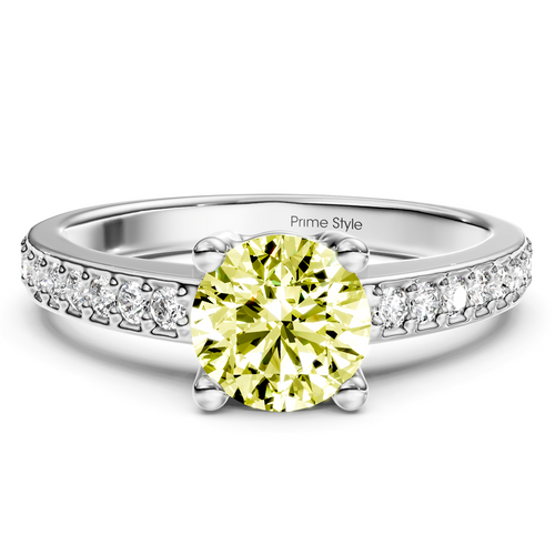 1.25-4.25 CT Round Cut Fancy Yellow Diamonds - Engagement Ring