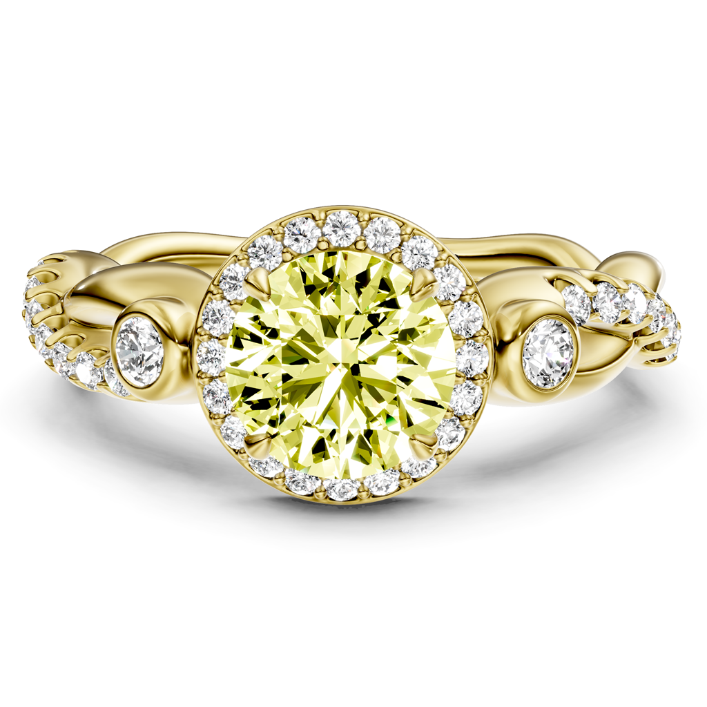 1.70-4.70 CT Princess &amp; Round Cut Fancy Yellow Diamonds - Engagement Ring