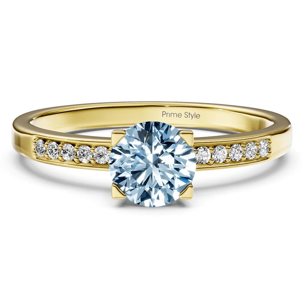 1.10 - 4.10 CT Round Cut Fancy Blue Diamonds - Engagement Ring - Primestyle.com