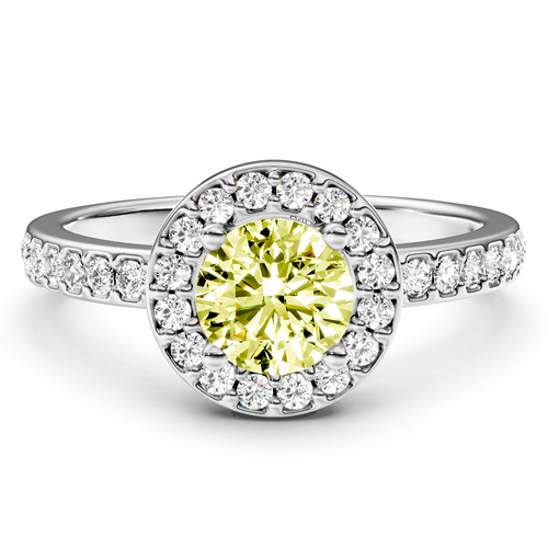 1.40-4.40 CT Round Cut Fancy Yellow Diamonds - Engagement Ring