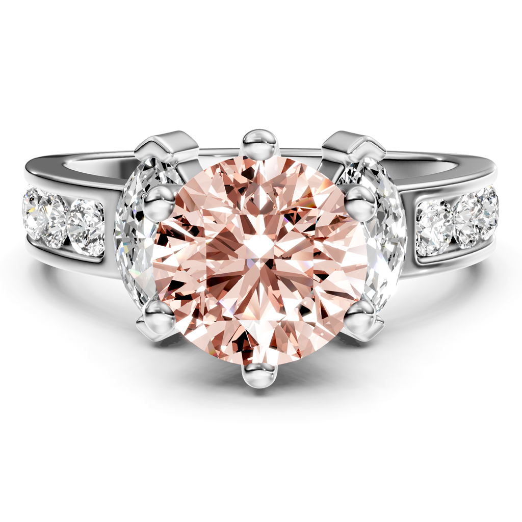 1.85-4.85 CT Marquise &amp; Round Cut Fancy Pink Diamonds - Engagement Ring