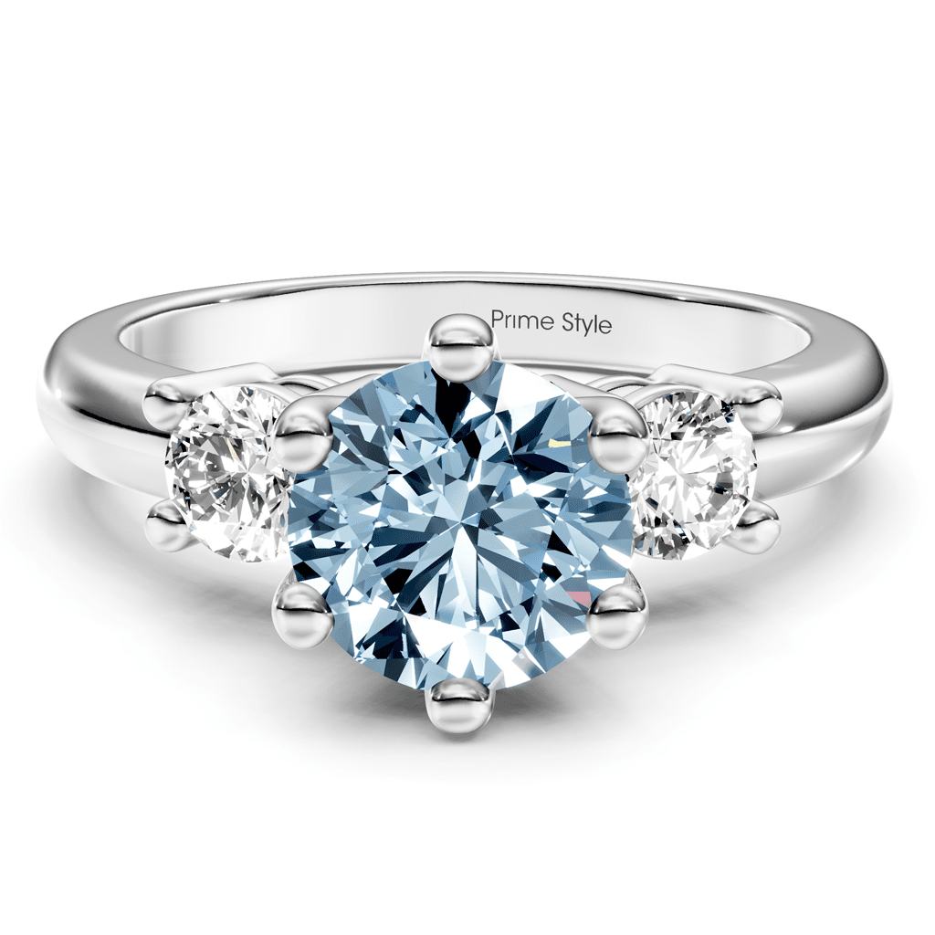 1.40-4.40 CT Round Cut Fancy Blue Diamonds - Engagement Ring