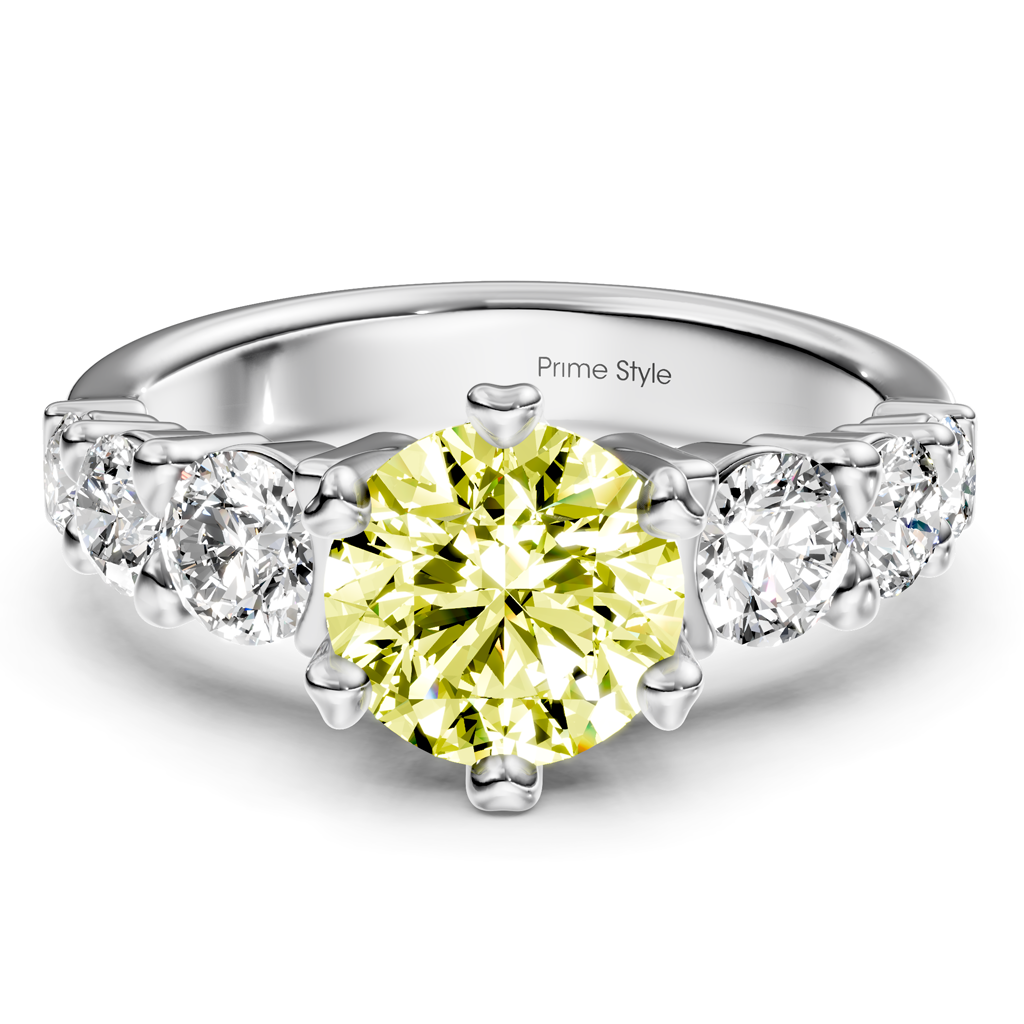 2.05-5.05 CT Round Cut Fancy Yellow Diamonds - Engagement Ring