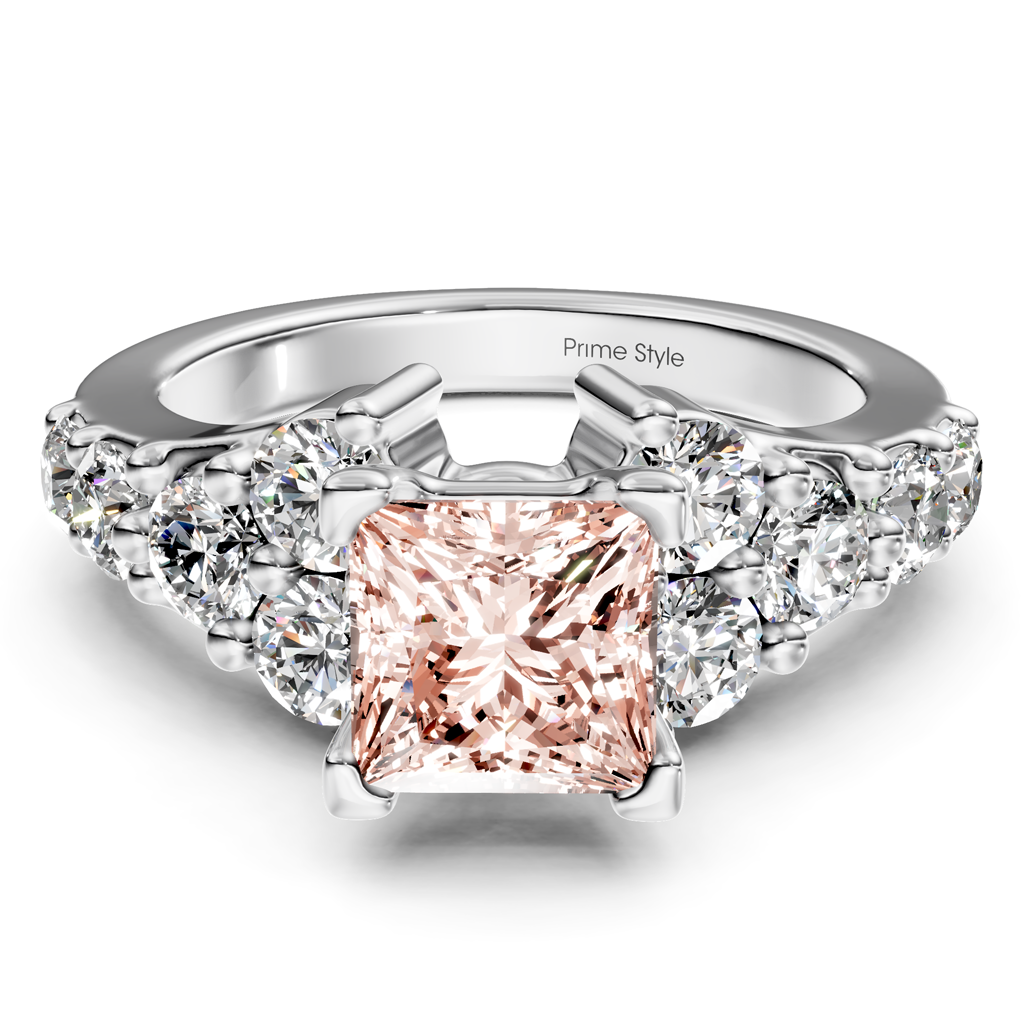 2.40-5.40 CT Princess &amp; Round Cut Fancy Pink Diamonds - Engagement Ring