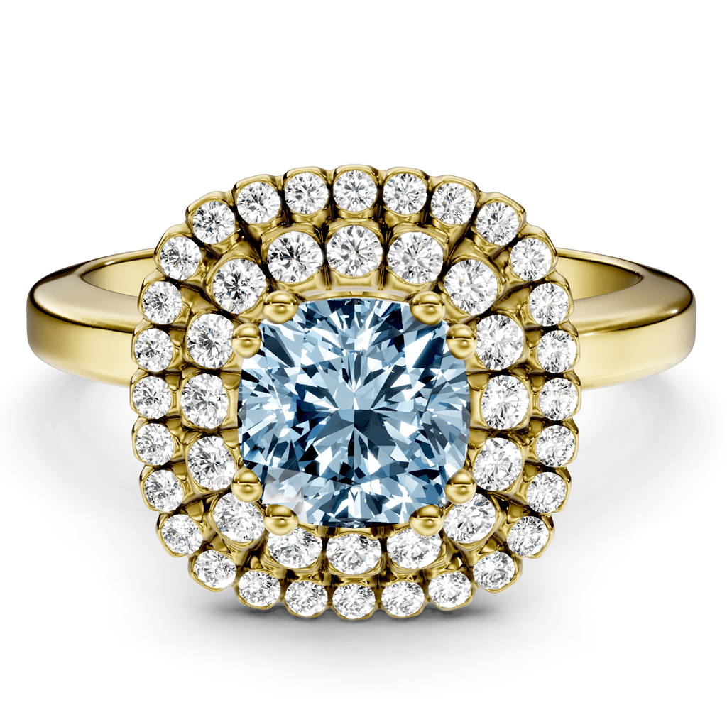 1.34-4.34 CT Cushion & Round Cut Fancy Blue Diamonds - Engagement Ring