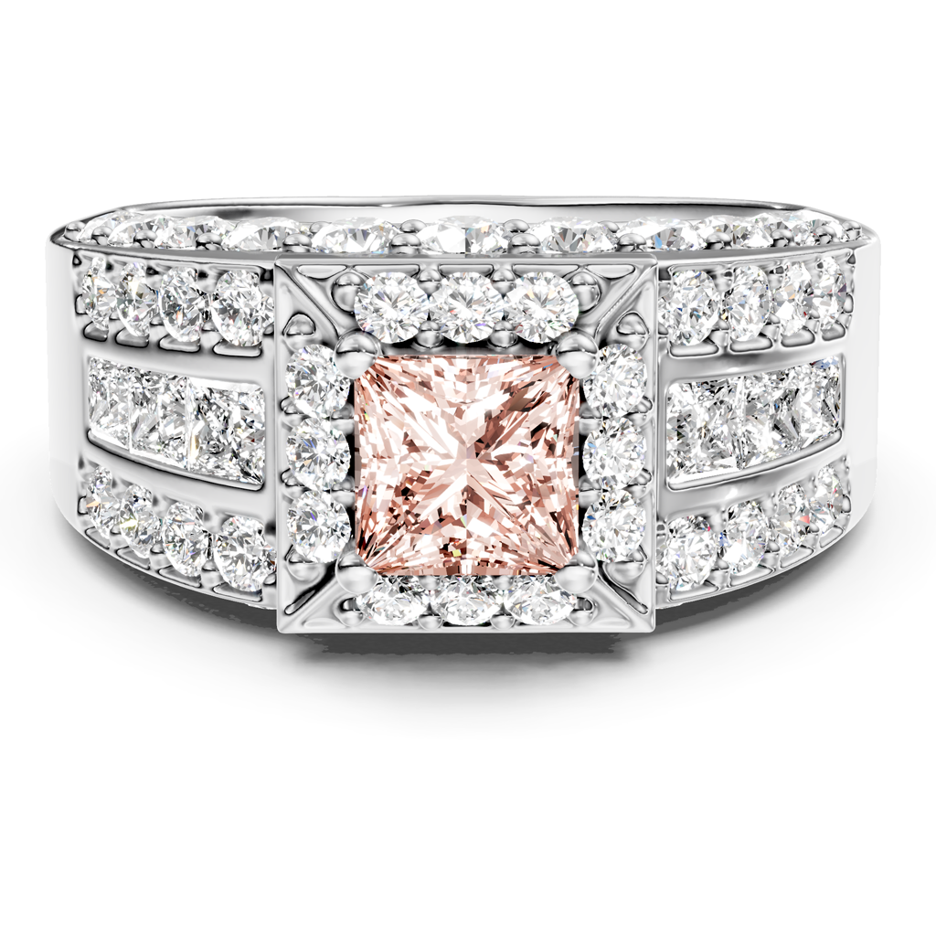 3.45-6.45 CT Princess &amp; Round Cut Fancy Pink Diamonds - Engagement Ring