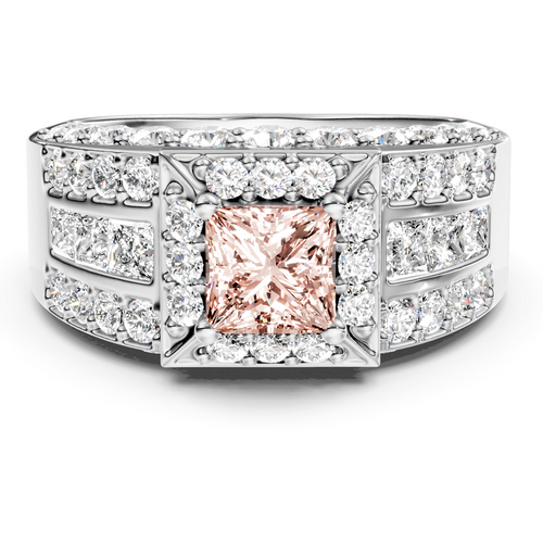 3.45-6.45 CT Princess & Round Cut Fancy Pink Diamonds - Engagement Ring