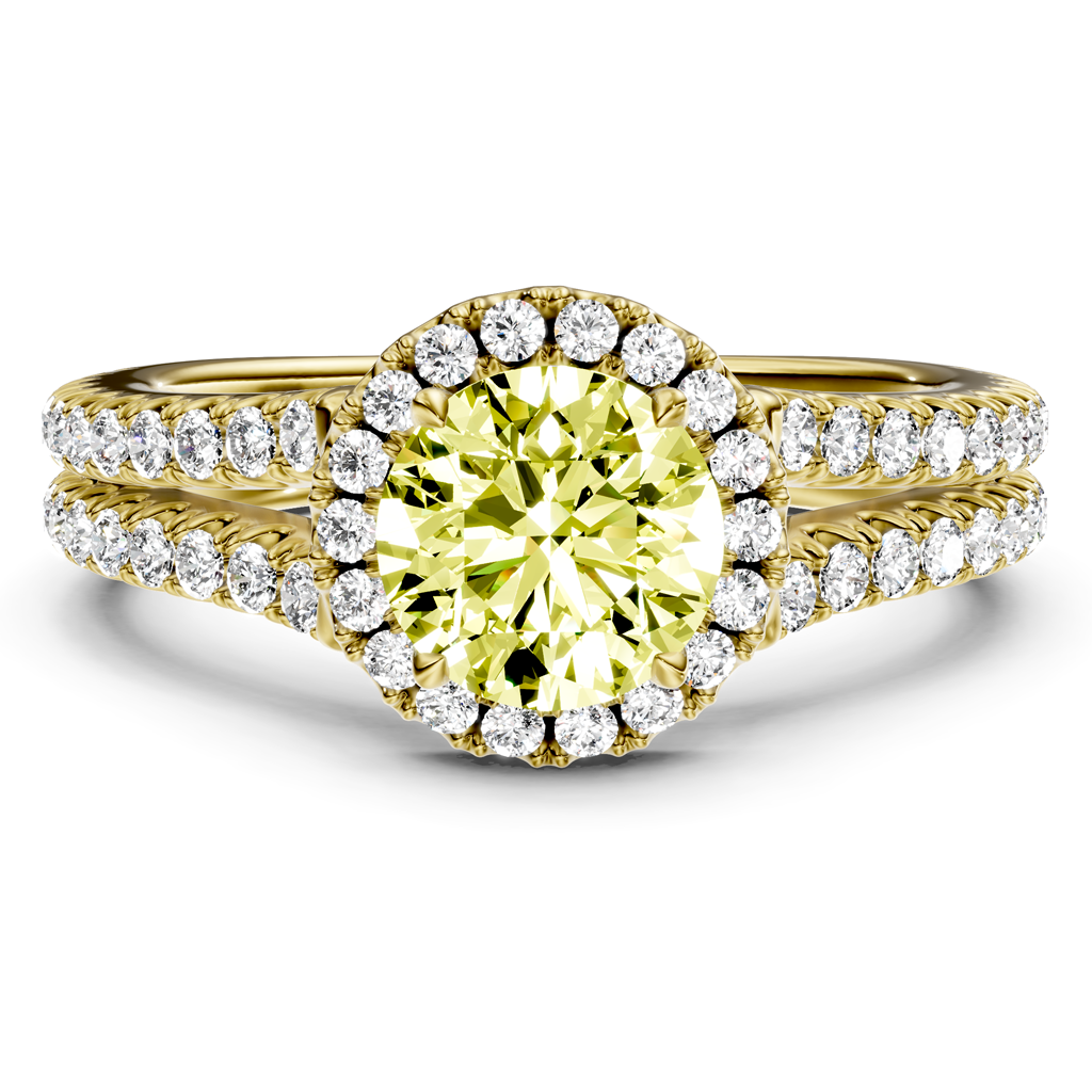 1.60-4.60 CT Round Cut Fancy Yellow Diamonds - Engagement Ring