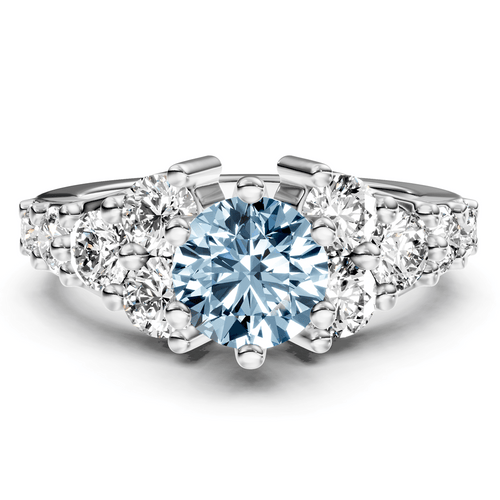 2.40 - 5.40 CT Round Cut Fancy Blue Diamonds - Engagement Ring - Primestyle.com