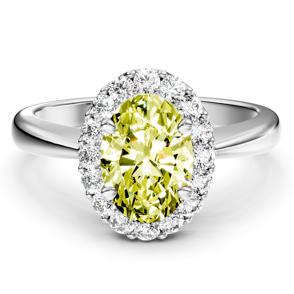 1.30-4.30 CT Oval &amp; Round Cut Fancy Yellow Diamonds - Engagement Ring