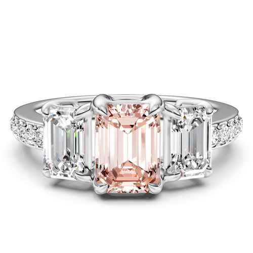 2.15-5.15 CT Emerald & Round Cut Fancy Pink Diamonds - Engagement Ring