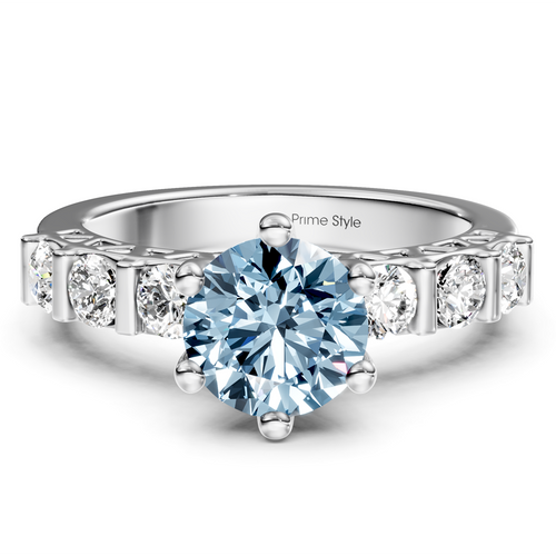 1.60-4.60 CT Round Cut Fancy Blue Diamonds - Engagement Ring