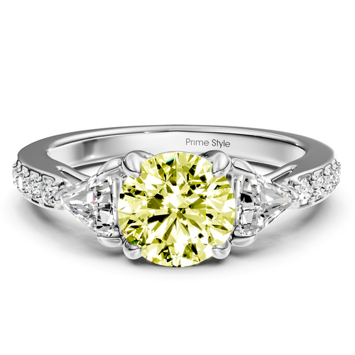 1.60-4.60 CT Round & Triangle Cut Fancy Yellow Diamonds - Engagement Ring