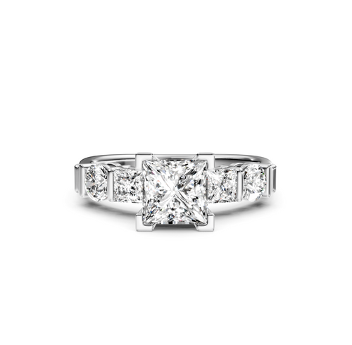 1.05-2.20 CT Princess & Round Cut Natural Diamonds - Engagement Ring