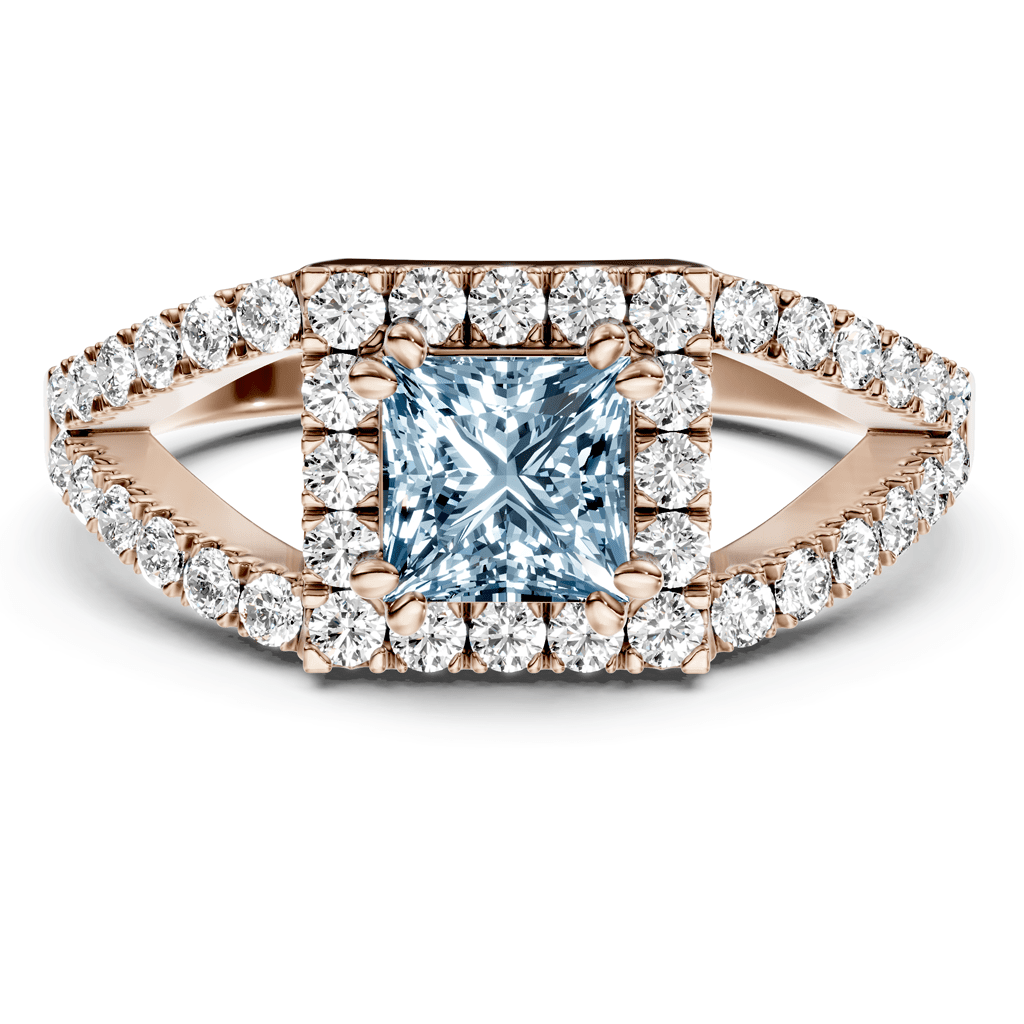 1.45 - 4.45 CT Princess &amp; Round Cut Fancy Blue Diamonds - Engagement Ring - Primestyle.com