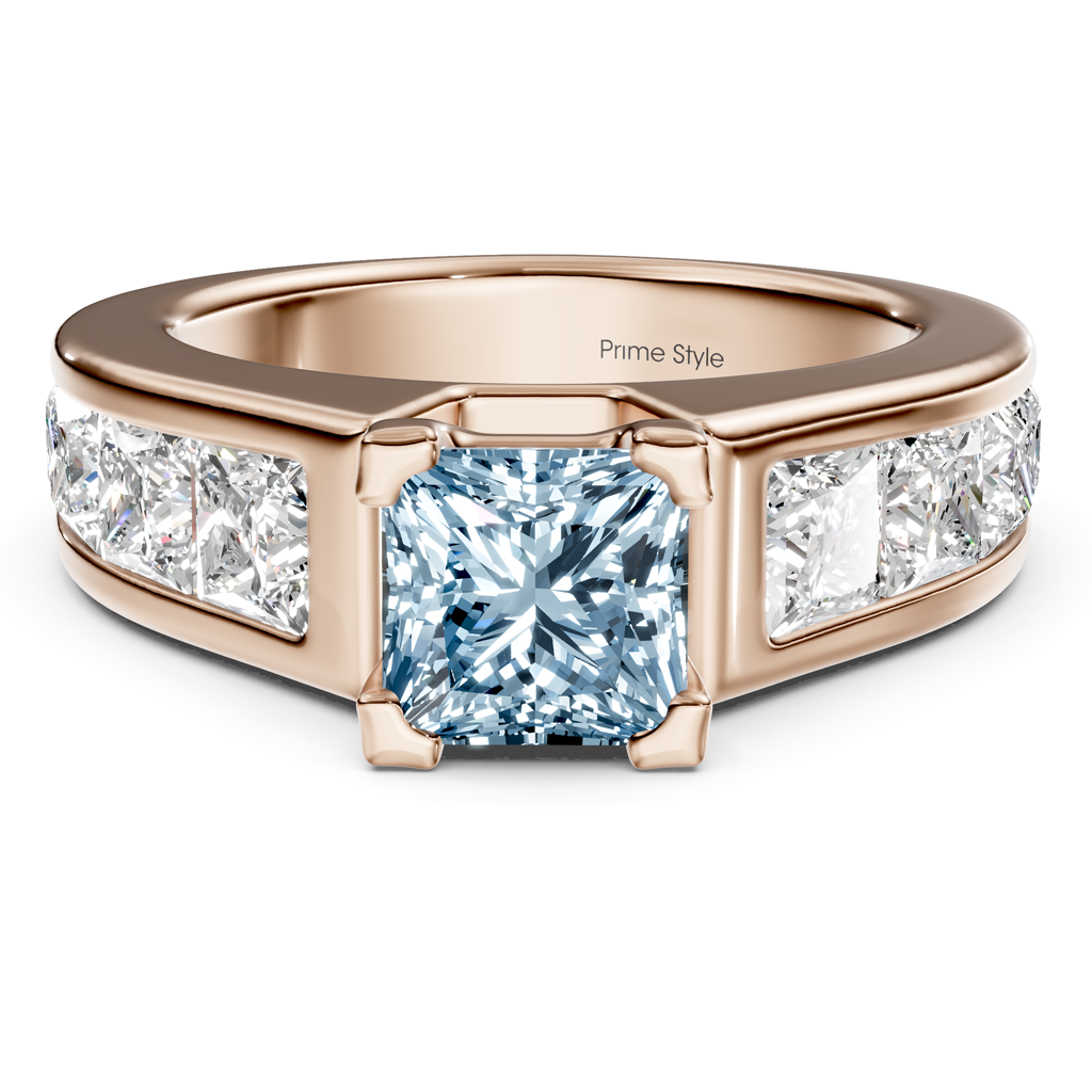 3.30-6.30 CT Princess Cut Fancy Blue Diamonds - Engagement Ring