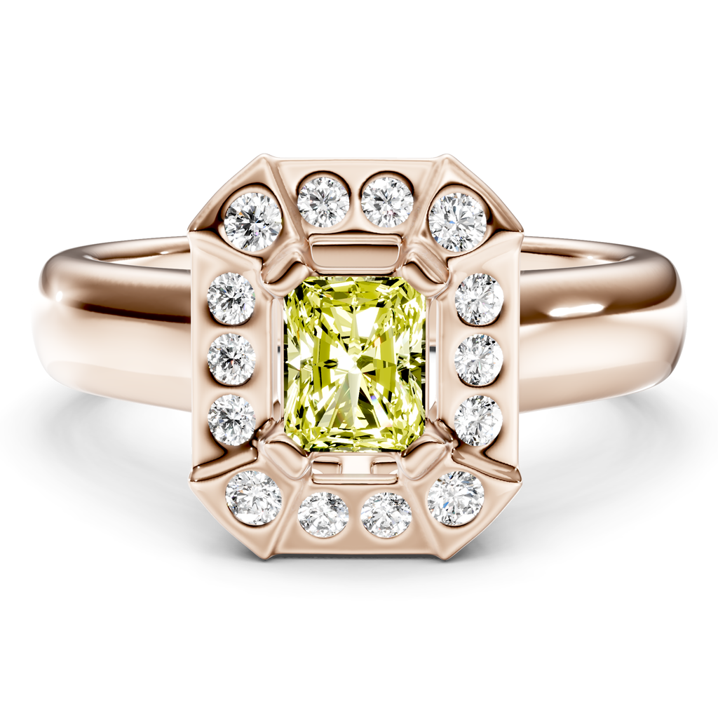 1.16-4.16 CT Radiant &amp; Round Cut Fancy Yellow Diamonds - Engagement Ring
