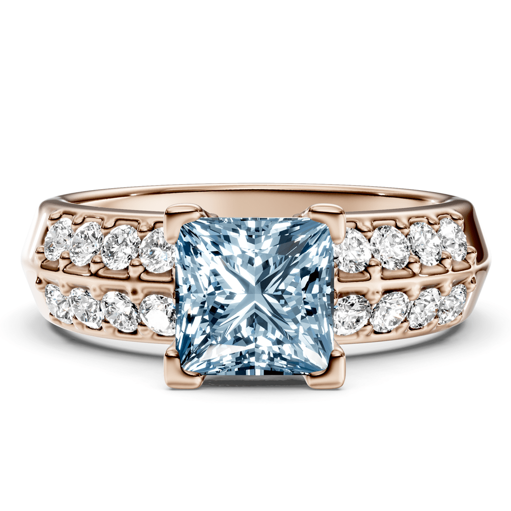 1.35-4.35 CT Round Cut Fancy Blue Diamonds - Engagement Ring