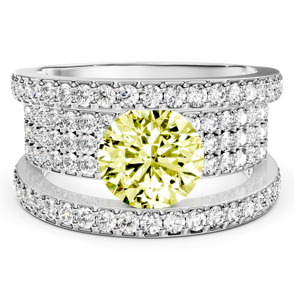 2.80-5.80 CT Round Cut Fancy Yellow Diamonds - Engagement Ring