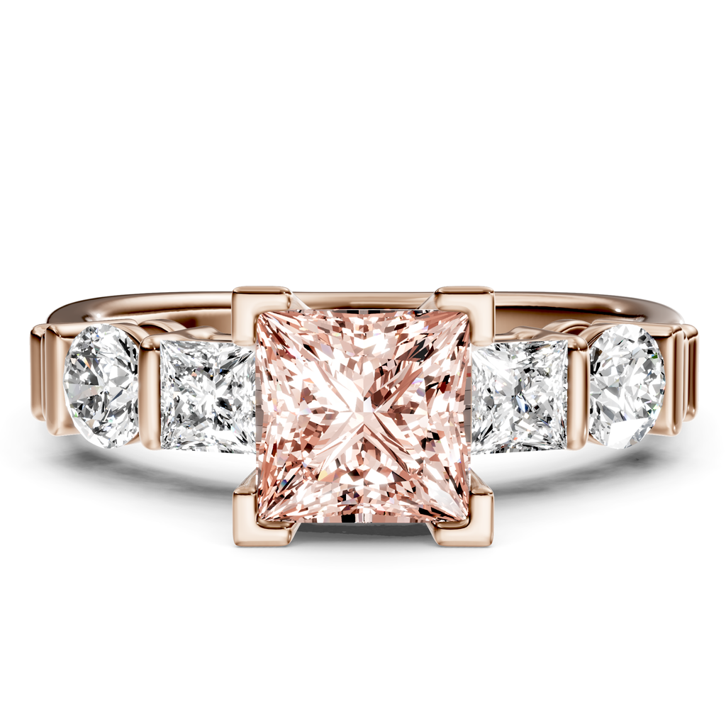 1.70-4.70 CT Princess &amp; Round Cut Fancy Pink Diamonds - Engagement Ring