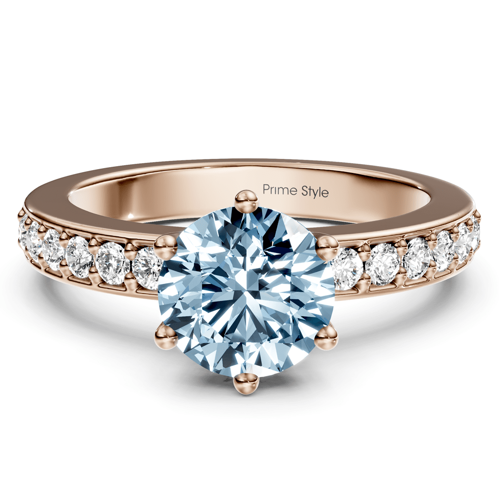 1.25 - 4.25 CT Round Cut Fancy Blue Diamonds - Engagement Ring - Primestyle.com