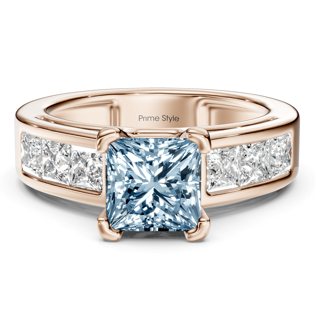 2.05 - 5.05 CT Princess Cut Fancy Blue Diamonds - Engagement Ring - Primestyle.com