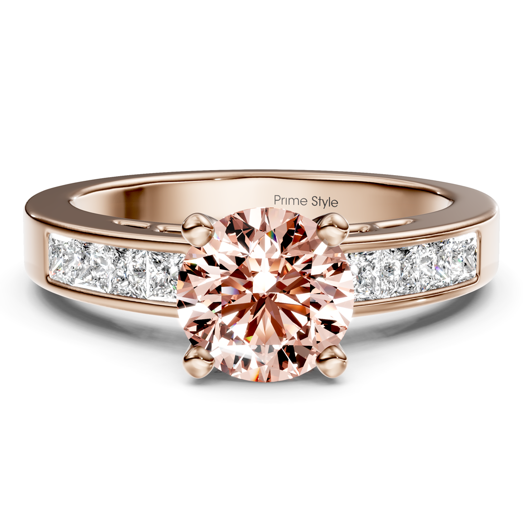 1.50-4.50 CT Princess &amp; Round Cut Fancy Pink Diamonds - Engagement Ring