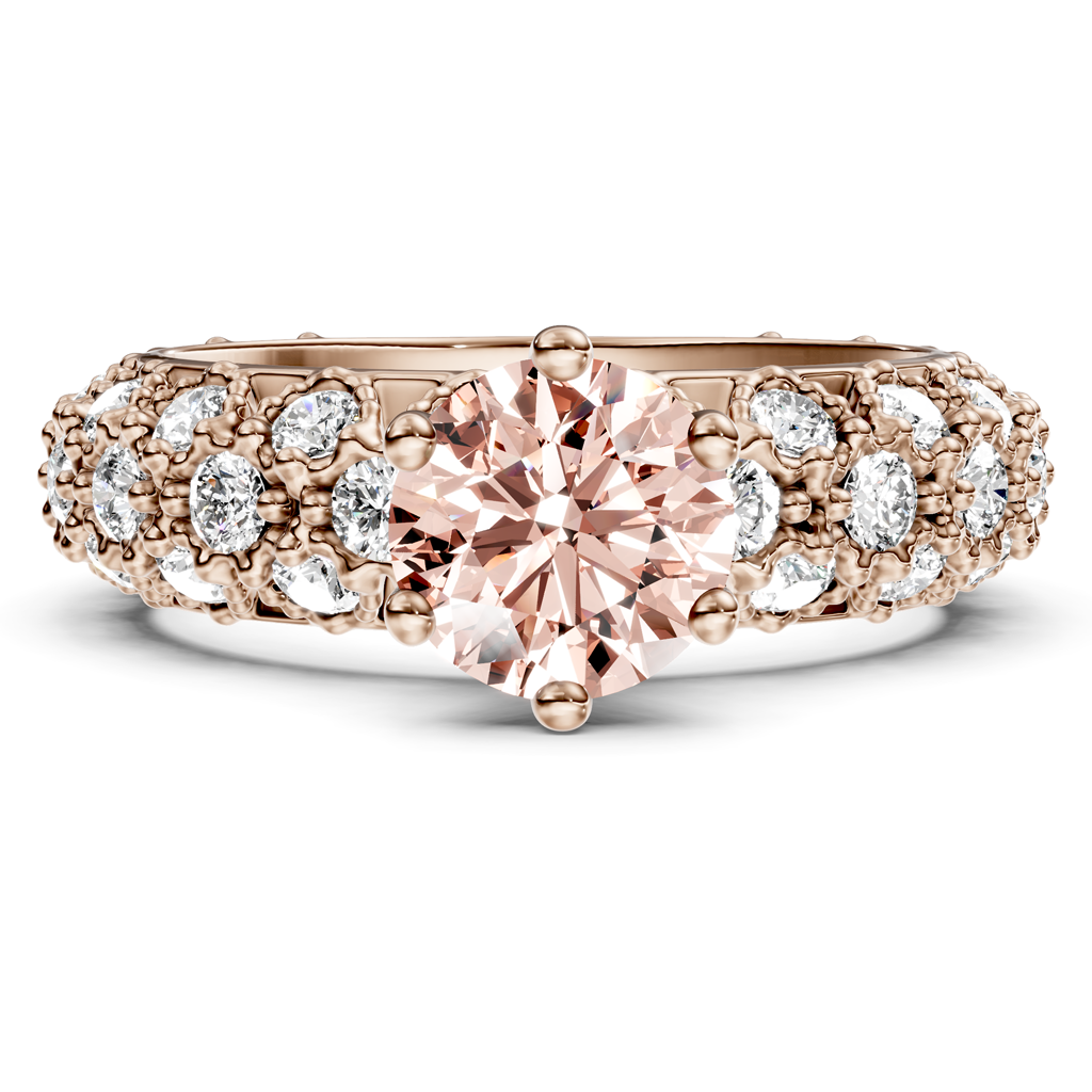 2.50-5.50 CT Round Cut Fancy Pink Diamonds - Engagement Ring