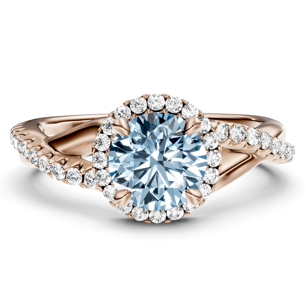 1.25-4.25 CT Round Cut Fancy Blue Diamonds - Engagement Ring