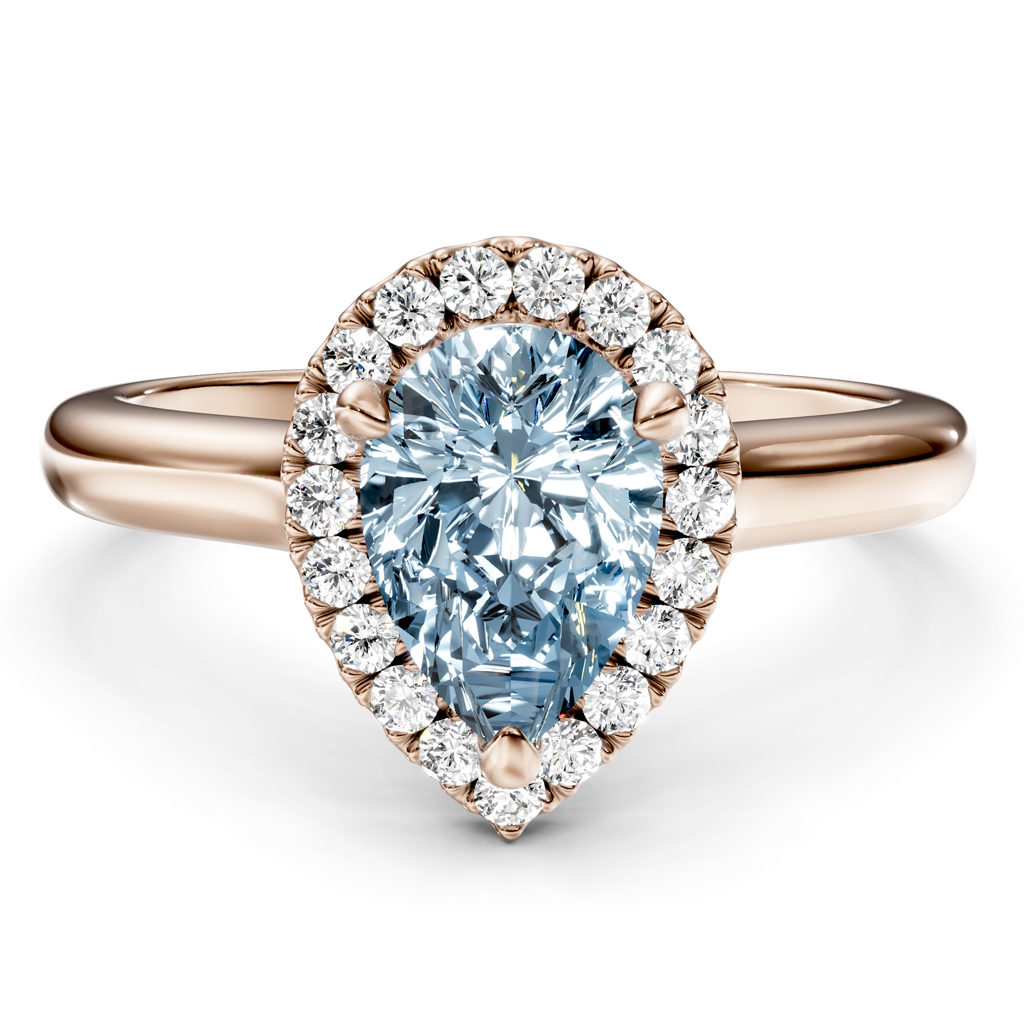 1.20-4.20 CT Pear &amp; Round Cut Fancy Blue Diamonds - Engagement Ring