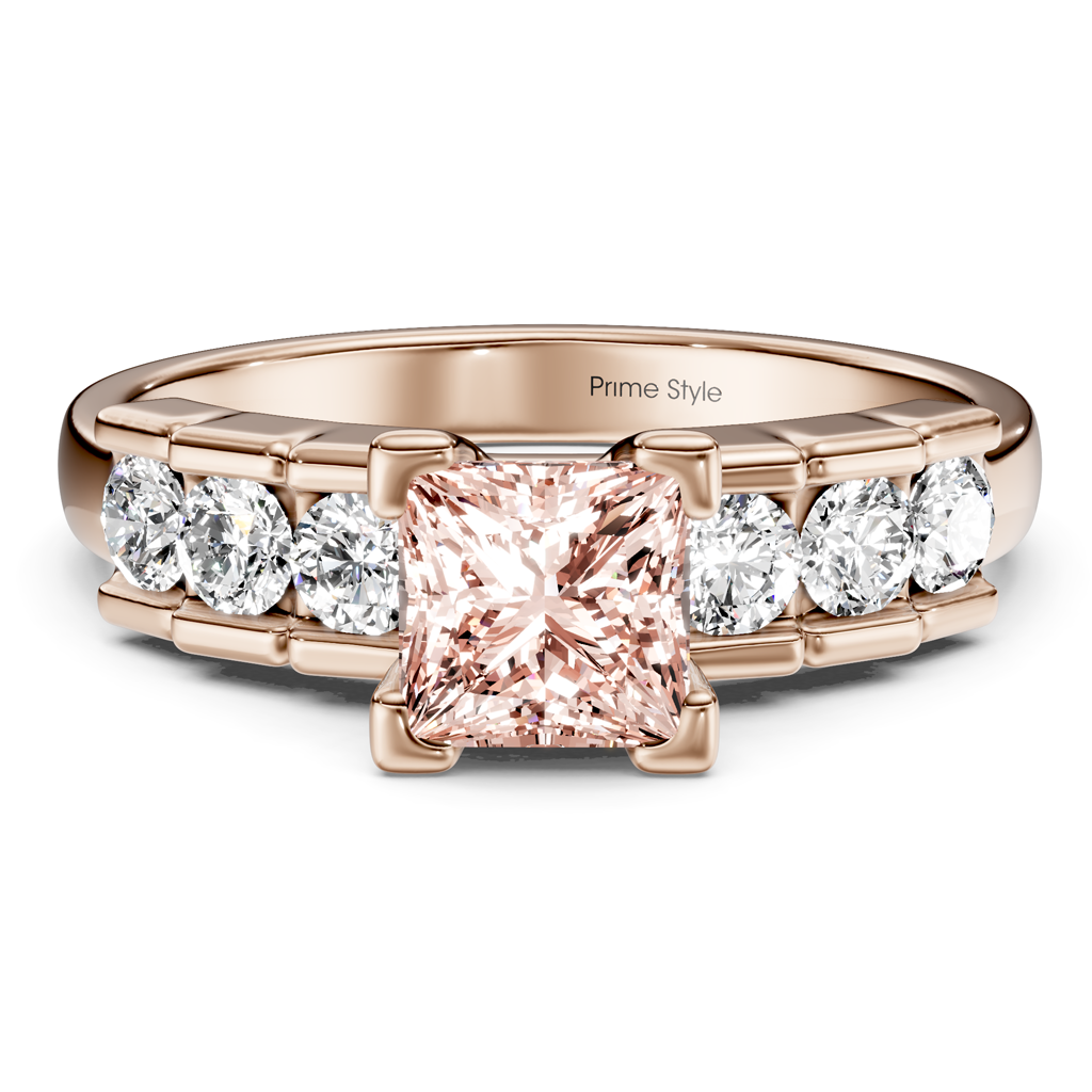 1.60-4.60 CT Princess &amp; Round Cut Fancy Pink Diamonds - Engagement Ring