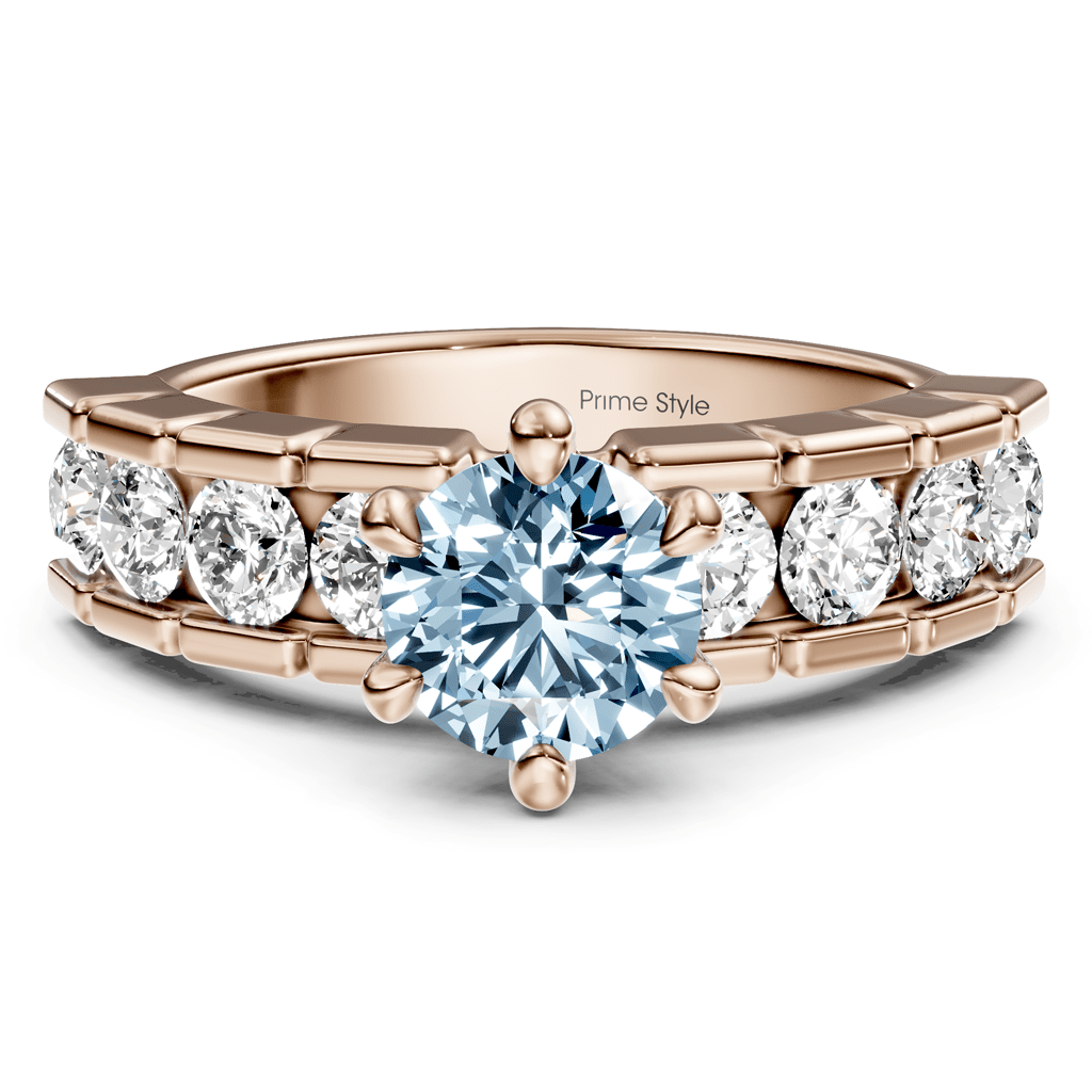 2.05-5.05 CT Round Cut Fancy Blue Diamonds - Engagement Ring