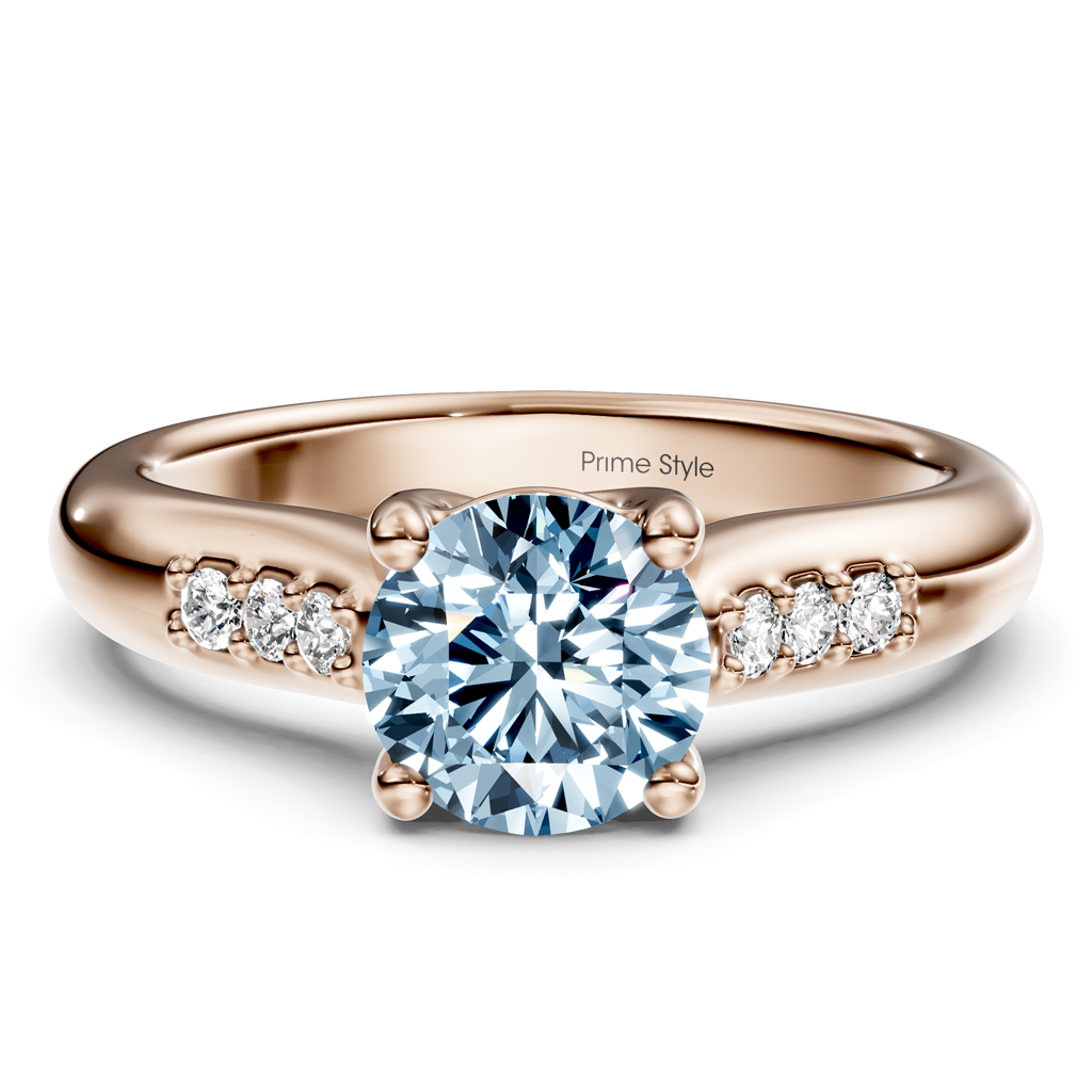 1.10-4.10 CT Round Cut Fancy Blue Diamonds - Engagement Ring