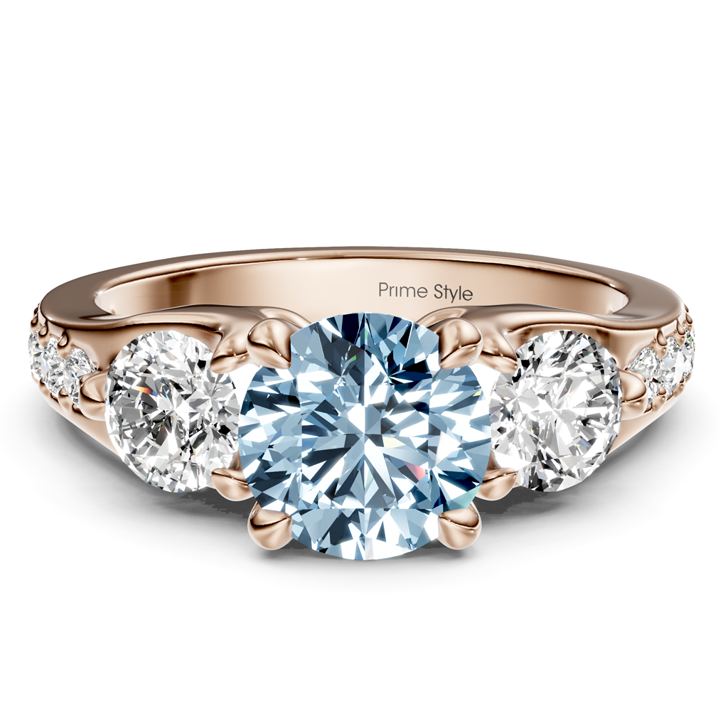 2.05-5.05 CT Round Cut Fancy Blue Diamonds - Engagement Ring