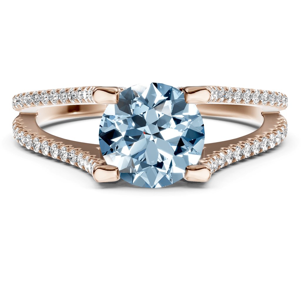 1.40-4.40 CT Round Cut Fancy Blue Diamonds - Engagement Ring